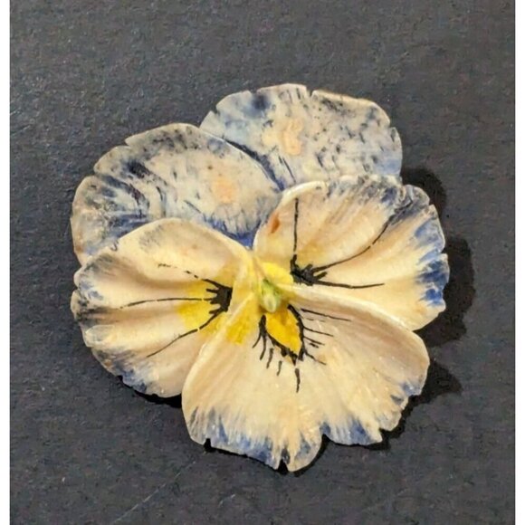 Vintage Antique  Pansy flower brooch pin  Estate C clasp yellow blue celluloid? - Picture 1 of 8